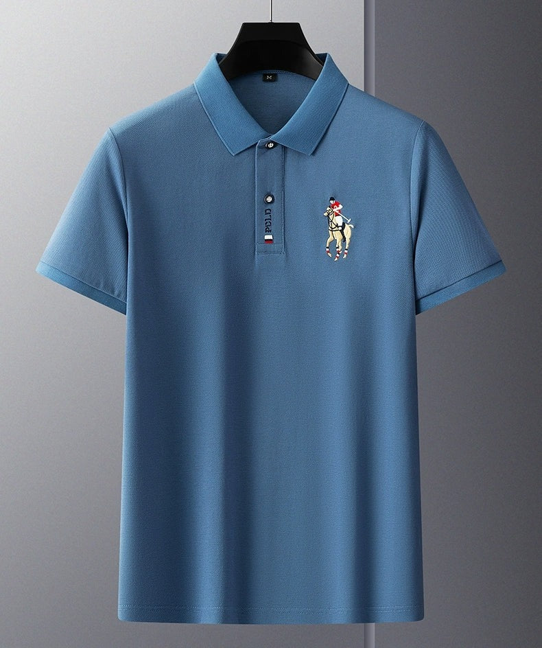 Men’s Premium Blue Polo Shirt – Casual Embroidered Short Sleeve Polo