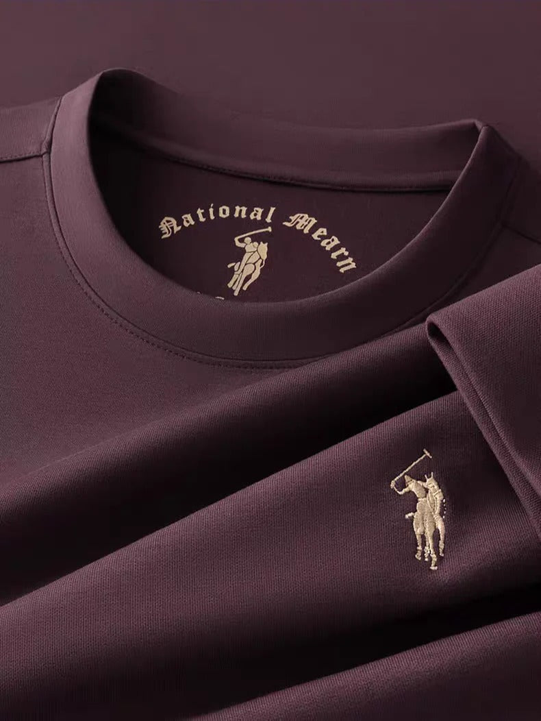 Men’s Light Green Embroidered T-Shirt – Premium Casual Crew Neck Tee