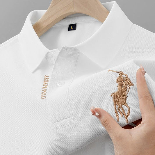 Men’s Premium White Polo Shirt – Classic Embroidered Short Sleeve Polo