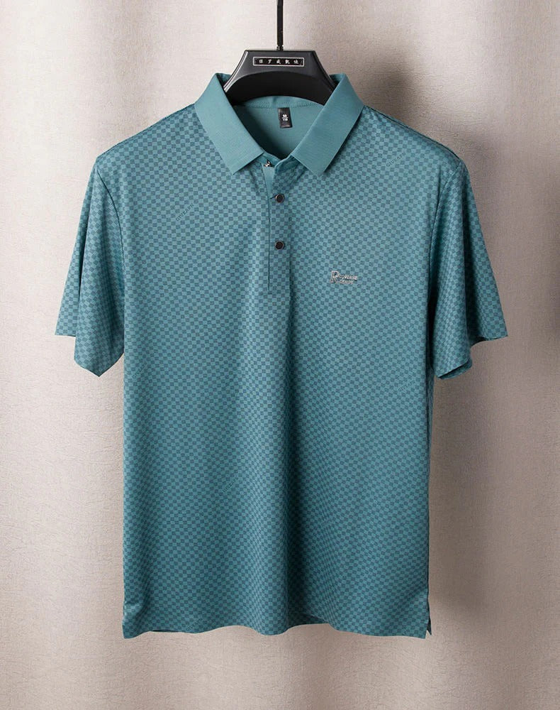 Men’s Premium Brown Checkered Polo Shirt – Casual Short Sleeve Designer Polo