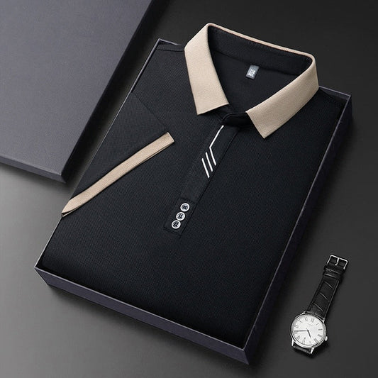 Men’s White Polo Shirt with Contrast Collar – Premium Casual Short Sleeve Polo