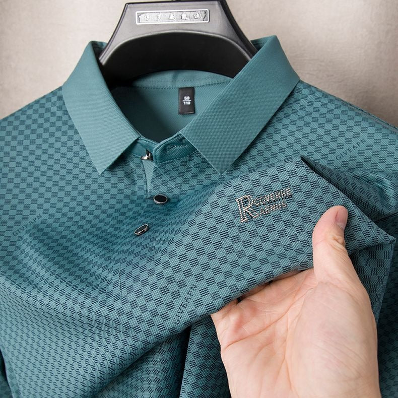 Men’s Premium Brown Checkered Polo Shirt – Casual Short Sleeve Designer Polo