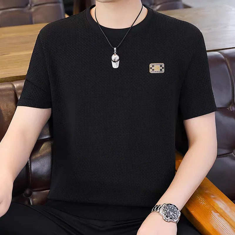 Men’s Premium Green Textured T-Shirt – Casual Breathable Summer Tee