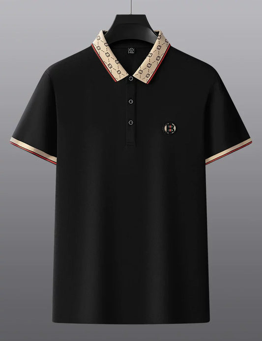 Men’s Beige Designer Polo Shirt – Premium Short Sleeve Casual Polo Tee