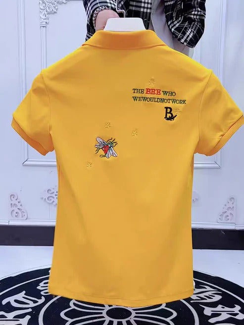 Men’s White Embroidered Polo Shirt – Stylish Casual Short Sleeve Polo