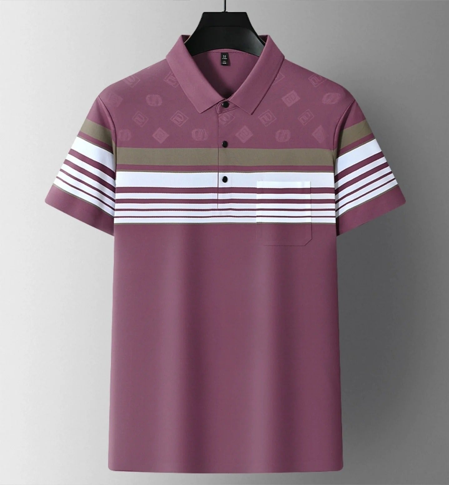 Men's Classic Striped Polo T-Shirt – Premium Casual Short Sleeve Polo Shirt