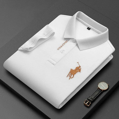 Men’s Premium White Polo Shirt – Classic Embroidered Short Sleeve Polo