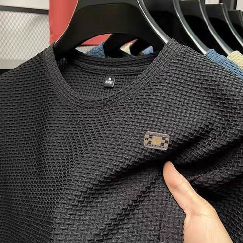 Men’s Premium Green Textured T-Shirt – Casual Breathable Summer Tee