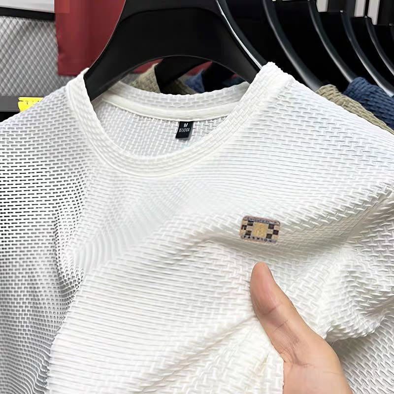 Men’s Premium Green Textured T-Shirt – Casual Breathable Summer Tee